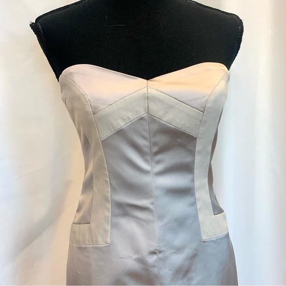 REISS Satin Grey Strapless mini Dress Size 10 formal - Picture 3 of 13